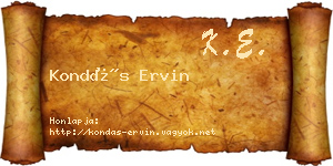 Kondás Ervin névjegykártya
