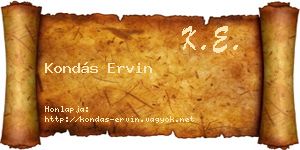 Kondás Ervin névjegykártya