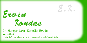 ervin kondas business card